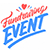 words fundraising event with a small red heart on top